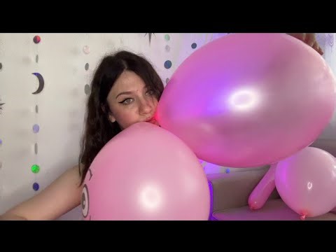 Balloons Asmr | Popping, Scratching and Spit Painting On Pink Balloons 🎈