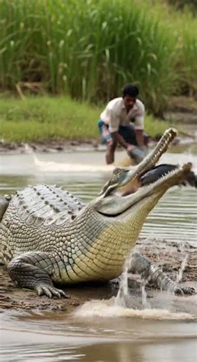 Crocodile’s Mouth Stuck with Slug – Man Saves in Daring Rescue #wildlife #rescue #nature