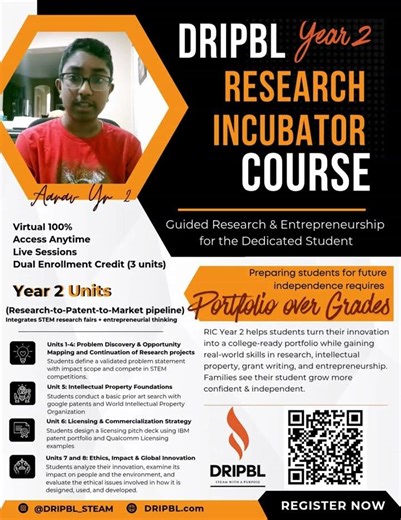Research Incubator Course Year 2 with DRIPBL Aarav