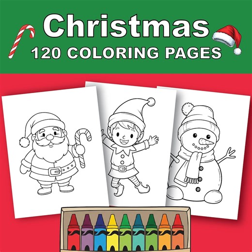 Christmas Coloring Pages Printable: Simple Preschool Activities & Games - Etsy