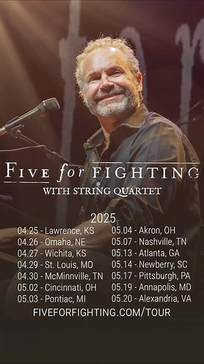 23K views · 331 reactions | Five For Fighting with String Quartet Spring Tour! The quartet features Katie Kresek, Peter Sachon, Chris Cardona, and Melissa Tong! Tickets at bio link | Five For Fighting | Facebook