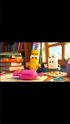 Sticky Candy Trouble | Funny 3D Animation - Pencil & Eraser 🍬😂