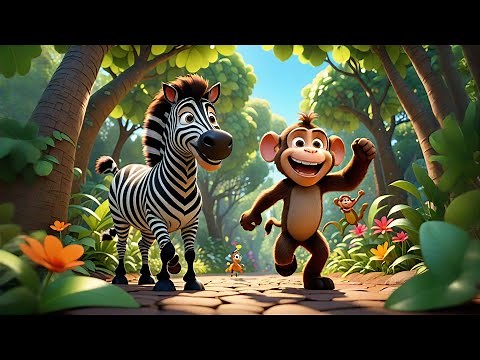 The Zebra’s Stripy Adventure 🦓🎢 | Fun Kids Story & Song | Preschool Learning Video