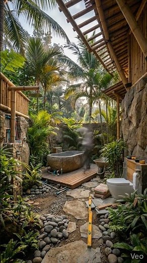 Watch this backyard transform into a cool outdoor bathroom 🌳
