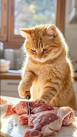 The Cat Chef Cooks a Delicious Chicken Dish 🍗🐱🔥