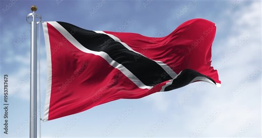 Trinidad and Tobago national flag waving on a clear day