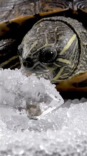 Turtle #TurtleASMR Icy Crystal Mukbang | Crack, Crunch & Melt Sounds 🐢❄️