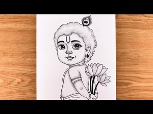 How To Draw Krishna Drawing | Krishna Drawing Easy Step by step Drawing | Drawing Picture| Chitra