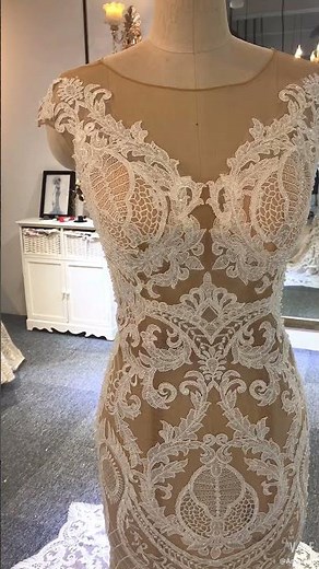NS3625 Amanda Novias Mermaid lace wedding dress champagne ‪@amandanovias‬