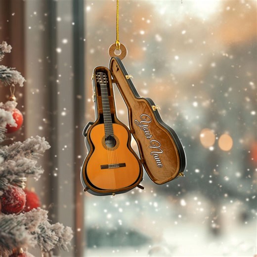 Personalized Acoustic Guitar Acrylic Ornament, Custom Name Music Lover Gift, Christmas Tree Decoration for Musician, Guitar Player Gift Idea - Etsy