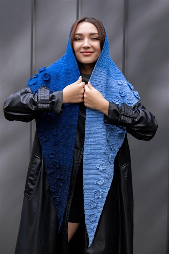 Crochet Flower Shawl Pattern   Video Tutorial Flower Scarf Headwear Easy Pattern DIY Lace Winter Woman Accessories - Etsy