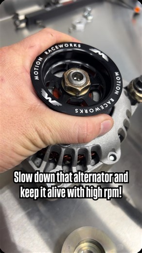 Motion Raceworks on Instagram: "Rpm is the greatest threat to an alternator. Factory as well as aftermarket alternators are often times not created to handle the RPM where many aftermarket engines live. With Motion billet aftermarket alternator pulleys (two sizes), you can slow things down into proper operating ranges to keep it alive. It is important not to slow things down too much so reference our chart for proper rpm range as it relates to your crank pulley."