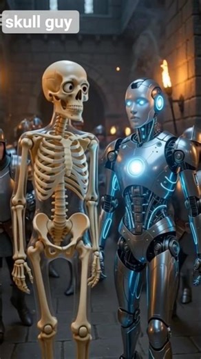 What if you brough AI robot to the accient Europe ☠️#skeletonshorts #shorts