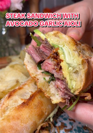 Steak Sandwich with Avocado Garlic Aioli (Easy Recipe)