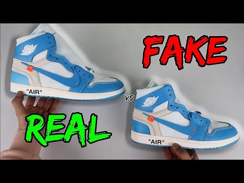 REAL VS FAKE! NIKE X OFF WHITE JORDAN 1 UNC COMPARISON!