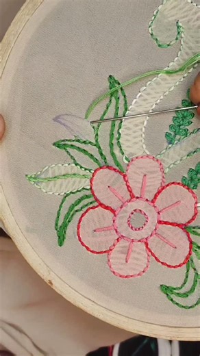 Embroidery 🪡 by Monika on Instagram: "Beautiful flower design Shadow stitch Hand embroidery 🪡 tutorial for beginners #beautiful #easyhandembroidery #embroideryart #reels #simple"