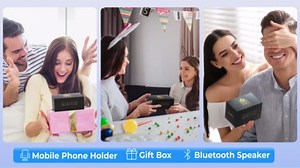 Birthday Gifts for Men Him, Cell Phone Stand with Wireless Bluetooth Speaker and Charging Function 360° Rotable Angle Adjustable, Unique Mens Gifts for Dad Husband Boyfriend, Cool Gadgets for Men