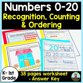 Numbers 0 to 20 Recognition, Counting, Comparing and Ordering Worksheets