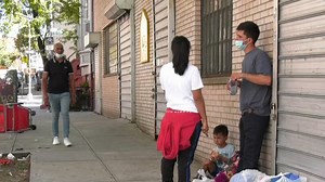 Migrants seeking asylum land at shelter in the Bronx