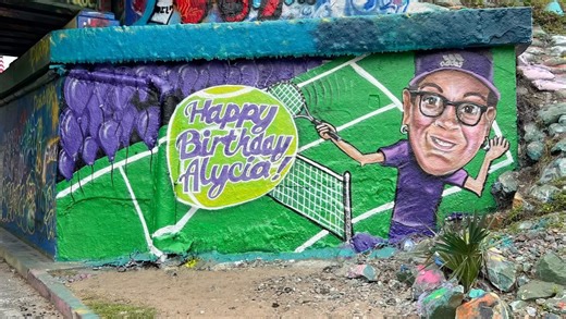 60 reactions · 4 comments | Watch #rodmanvisions and Lucky spray paint a happy birthday mural on #thegraffitibridge . #happybirthday #mural #graffitibridge | The Graffiti Bridge | Facebook