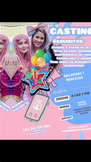 🔥 OLIKIDS CASTING – NEW JERSEY 🔥 ✨ We’re looking for girls with energy, rhythm, and a love for kids! ✨ 👯‍♀️ If you love dancing, have time to rehearse, are patient, and live near Elizabeth or Roseland, NJ… You might be the next member of the Olikids team! 💬 Preferably speak English and/or Spanish 🎉 Fun children’s shows 💖 Friendly, magical environment 📍 New Jersey 📩 DM or text 862-276-6061 to book your casting Come join the cutest and most fun show team in NJ! 🌈💗✨ #OlikidsCasting #Oliki
