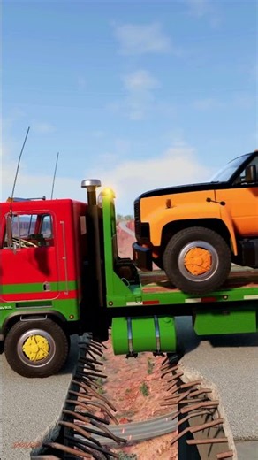 Trucks vs speed bumps vs broken bridge | BeamNG drive