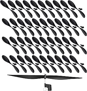 Libima 40 Pcs Plastic Propeller for STEM Activities Fold Resistant Propeller Blades with Rubber Band Hooks for Airplanes and Helicopters from Research Institution, 7.1 Inches(Black)