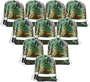 BeeGreen Camo Drawstring Backpack Bags Bulk 20 Pack X-Large 16.5" L x 13.4" W Sports Cinch Sack Gym String Bags Machine Washable Heavy Duty String Backpack for Men Women