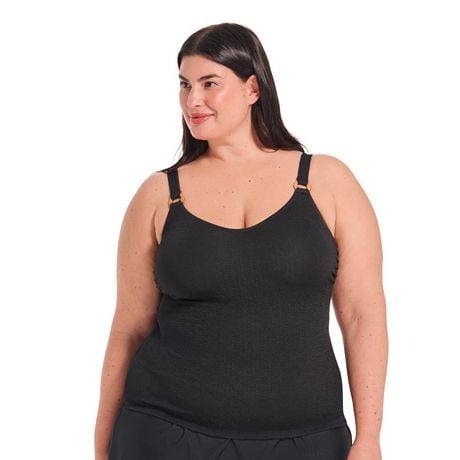 Krista Plus Women's Textured Scoop Neck Women's Tankini Swim Top with Adjustable Straps - Walmart.ca