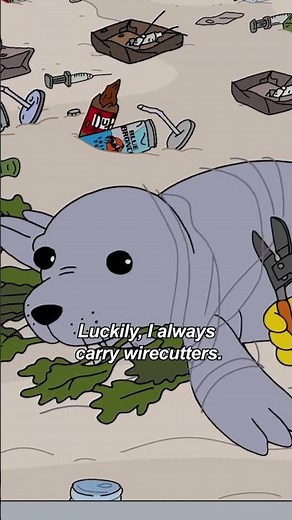 The Simpsons | Lisa Cleans Up Needle Beach And Saves A Seal