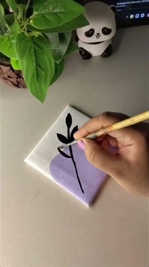Purple & Black Minimal Leaf Painting 💜🖤#youtubeshorts #ytshorts #explore #viral