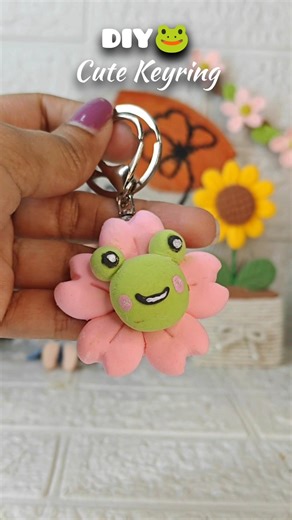 DIY Cute Keyring 🐸🌸 | Easy Clay Craft #shorts #viral #trending #art #craft #diy #clay #viralshorts