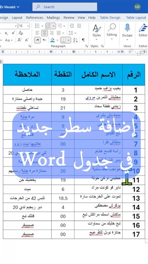 828K views · 9.4K reactions | كيفية إضافة سطر في جدول في برنامج وورد #ComputerTips #DrMerabti #معلومة_مفيدة #Microsoft_Word #تقنية #MicrosoftWord #تكنولوجيا #كمبيوتر #خدع_وورد #اختصارات_ويندوز #مهارات_حاسوب #Excel #table #Word | Dr Soufiane Merabti | Facebook
