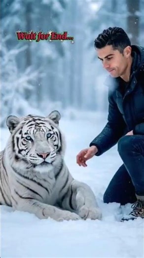 Ronaldo Walks Toward a White Tiger… Shocking😱 #shorts #youtubeshorts #fyp #trending #ai #ronaldo