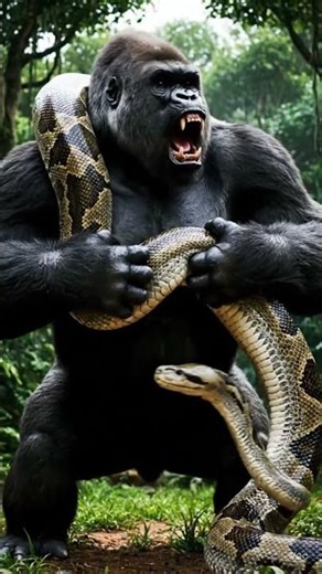 🦍 KONG vs. PYTHON! 🐍 Epic Battle of Titans! #Gorilla #Snake