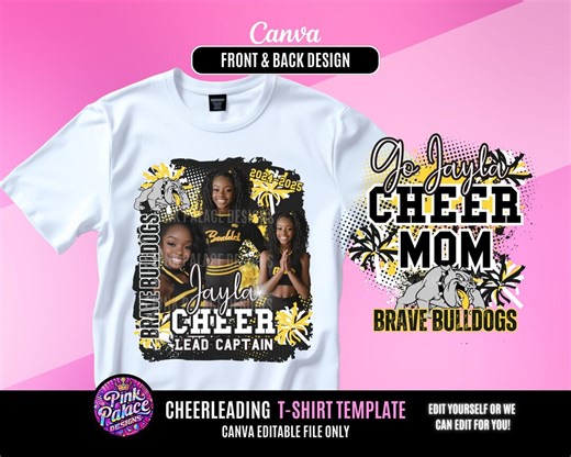 Cheerleader Design File, Cheer T Shirt Design, Editable in Canva, T Shirt Design Template, Perfect for Sublimation, DTF or DTG, Black Yellow - Etsy