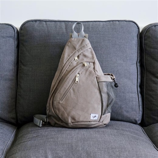 Gray Sling Bag, Canvas Crossbody Backpack With Shoulder Strap Phone Pouch, Chest Pack With Bottle Holder - Etsy