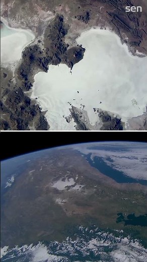 Two ISS views of Bolivia's Salar de Uyuni - the world's largest salt flat 🌍. Filmed by Sen