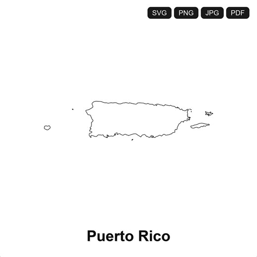 Puerto Rico Territory Outline SVG PNG PDF Cut File | Map Clipart (digital Download) - Etsy