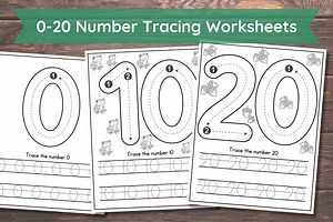 20 Number Tracing Worksheets, Traceable Numbers, Preschool Worksheets, 0-20 Printable Number Tracing, Kids Tracing, Handwriting Practice - Etsy