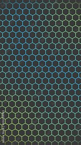 Colored Motion Hexagons Loop. Shades of yellow, blue and green colors transiting a vertical hexagon mesh, loop motion. Stock Video