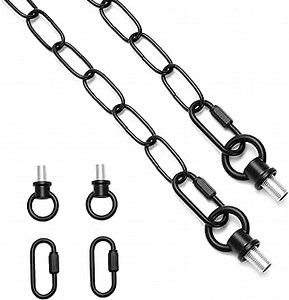 71'' Black Metal Light Fixture Chain, Adjustable Chain with Connection Locks & Screws, 5.9FT Hanging Lamp Chain for Replacement of Chandelier, Pendant Ceiling Light, Max Load 10KG (22 LBS)