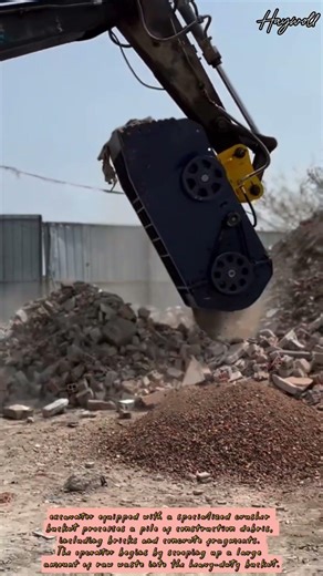 Recycling construction waste into reusable aggregates using a dual-stage hydraulic bucket crusher