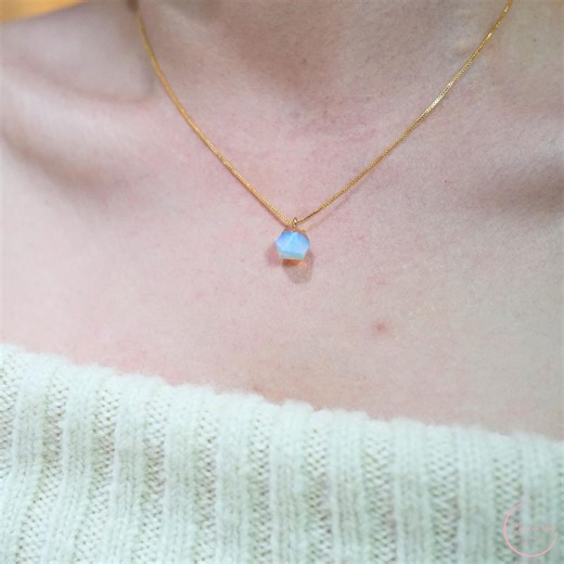 Polygon Gemstone Necklace, Amethyst Opalite Clear Quartz Rose Quartz, 18K Gold Plated Brass Pendant, Geometric Crystal Gift - Etsy