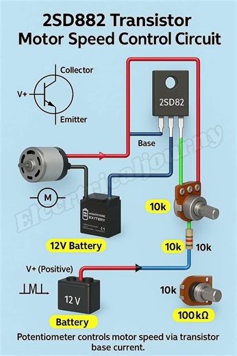 Transistor Motor Speed Control Circuit | DC Motor Speed Controller Using Transistor 🔧⚡ #diy #short