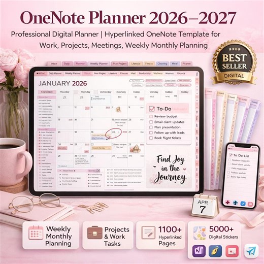 Onenote Planner 2026–2027 Professional Digital Planner | Hyperlinked Onenote Template for Work, Projects, Meetings, Weekly Monthly Planning - Etsy