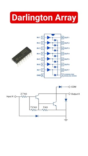 ULN2003 - BJT Darlington pair array ic