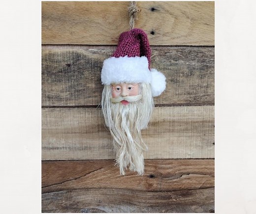 Vintage Old World Santa Head Christmas Tree Ornament. Santa With Long Beard. 9" Long. Vintage Christmas Tree Ornaments. - Etsy