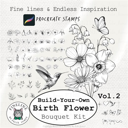 Birth Flower Procreate Stamps | DIY Bouquet Kit (digital Download) - Etsy