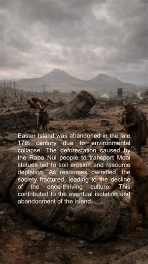 Environmental collapse and deforestation led to the downfall of Easter Island’s society in the late 17th century. The loss of resources and societal fracture left the island abandoned. #EasterIsland #RapaNui #EnvironmentalCollapse #AncientCivilizations #HistoricalMysteries | BuzzBilt Gazette